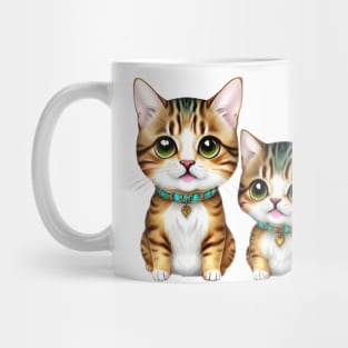 Twin Baby Cat Realistic Illustration Mug